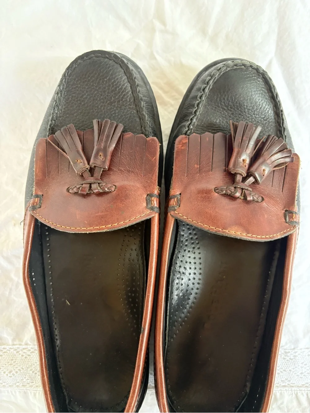 Cole Haan Brown and Black Tassel Kiltie Loafers